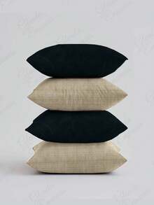 (4 Units) 45x45 Cushion Covers – 2 Plain And 2 Printed – Assorted Colors - AL - Black-beige - View 1