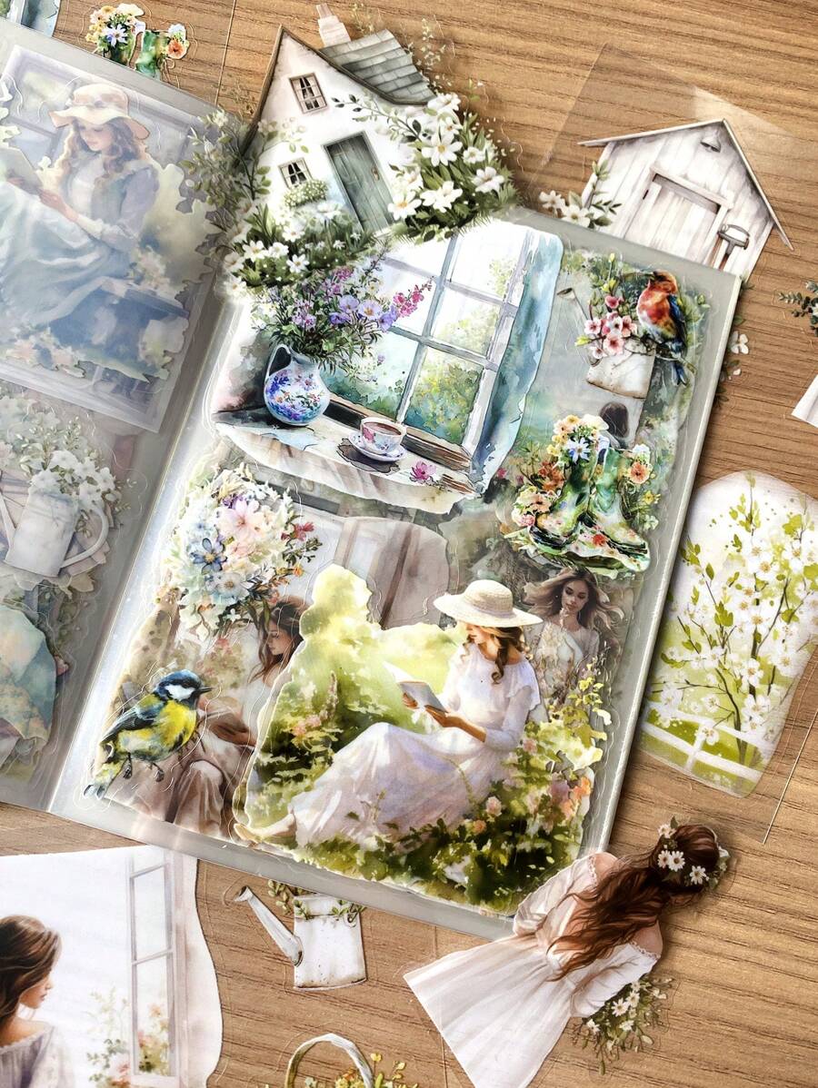 have a good day 20 件/包旅行主题模切贴纸，适用于剪贴簿、创意美学装饰、DIY 工艺材料、节日礼物、个性化剪贴簿、学校用品 - 綠色 - 查看 1