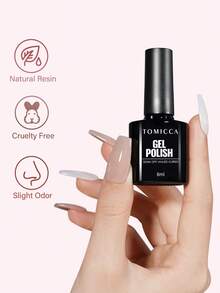 TOMICCA 7瓶8毫升乳白色裸粉色凝胶指甲油套装+底油+封层，长效刷头凝胶指甲油套装，长效可卸UV/LED灯，适合初学者在家DIY，专业美甲沙龙或作为礼物赠送。 - 彩色 - 查看 5