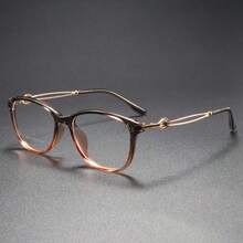 Men's Small Square Metal Clear Lens Glasses, Super Lightweight TR Material Titanium Frame, Personalized Decoration Arms, Suitable For Reading, Computer, TV, Streetwear And Couples - Clear - View 6