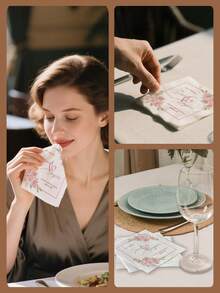 20-500 pièces Serviettes de mariage personnalisées, serviettes de cocktail en papier personnalisées avec motifs floraux, serviettes jetables blanches à 3 épaisseurs pour bar, enterrement de vie de jeune fille, fiançailles, anniversaire, mariage, baptême, inoffensives à utiliser et toucher, idéales pour les décorations de fête et la décoration de mariage, serviettes de fête personnalisées, Poetcore, Amour éternel, BridalCore - Blanc - Voir 5