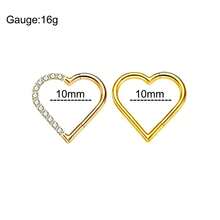 2 Pcs Daith Piercing Jewelry Hypoallergenic CZ Heart Cartilage Earring 18K Gold Plating Water Droplet Septum Ring 316L Stainless Steel Moon Helix Earring For Women