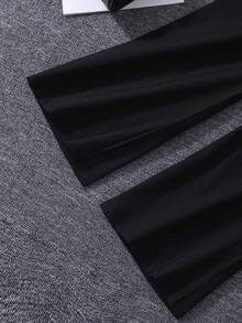 2 件套女童灯笼袖 Polo 领上衣和阔腿裤套装，休闲/派对/表演装，春夏 - 黑色 - 查看 10