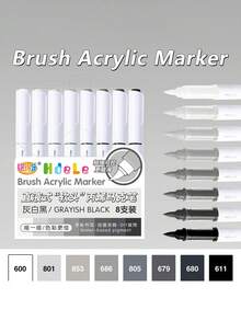 8 支/24 支彩色丙烯彩色马克笔，创意软笔尖设计水彩笔，绘画必备，时尚马克笔套装，适用于不同材质的涂鸦和绘画，学校和艺术用品返校 - 彩色 - 查看 32