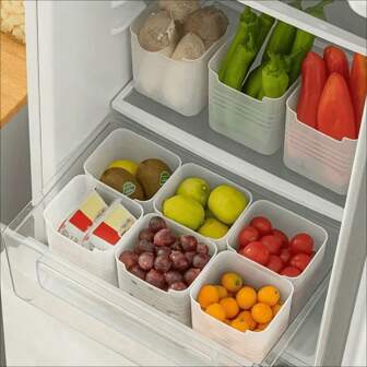 1/3/6/8pcs Transparent Refrigerator Storage Box With Easy Grip Handle, Space-Saving Kitchen Organizer Box, Modern Food Categorizing Box, Safe For Refrigerator Door And Countertop Food Contact