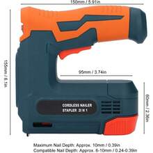 Pistola Grapadora Inalámbrica con Carga USB, Clavadora Brad con 3 Interruptores de Seguridad, Velocidad de Clavos 30 Veces/min para Tapicería y Carpintería - Tipo de Enchufe A USA (110-127V) - Ver 2