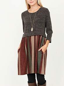 Boho Retro Gingham Red Blue Yellow Square Neck Sleeveless Ruffle Dress - Charcoal - View 8