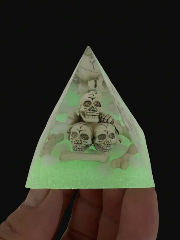 1 pieza Decoración de sobremesa de resina con pirámide de cristal con calavera de Halloween, regalo