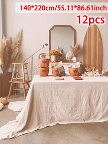 1/12pcs Minimalist Elegant Beige Wrinkle Textured Napkins, Suitable For Restaurant, Kitchen, Outdoor Picnic, Dining Table Decoration