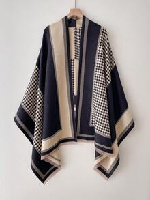 1 pezzo Sciarpa jacquard elegante e vintage con motivo pied-de-poule e patchwork, calda e alla moda, adatta per l'uso quotidiano e la decorazione in autunno/inverno per abiti