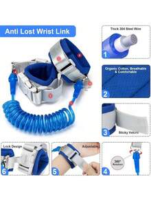 Mochila portabebés para niños pequeños, linda mochila de dinosaurio con muñequeras antipérdida, mini pulsera con correa para niños, protección para caminar para bebés, mantiene al niño cerca de la correa, adecuada para niños de 1 a 3 años - Azul - Ver 4