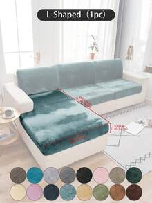 1 pieza Funda de cojín de sofá de peluche de zorro plateado gris oscuro, minimalista clásica, funda protectora decorativa a prueba de polvo de unicolor y elástica, adecuada para hotel, dormitorio, decoración de sala de estar, decoración de habitación, negro, gris claro, caqui, decoración de otoño, decoración de habitación, vuelta al colegio, útiles escolares