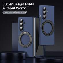 Hadaasi 1 pieza Funda con soporte magnético multicolor con película de vidrio templado integrada, soporte giratorio de anillo de 360°, compatible con carga inalámbrica magnética Magsafe, hebilla de anillo de dedo invisible, tacto de piel mate cómodo, adecuado para Samsung Galaxy Z Fold 8 Ultra/Z Fold 8/Z Fold 7/Z Fold 6/Z Fold6 Slim/W25/Z Fold 5/Z Fold 4/Z Fold 3 - Multicolor - Ver 12