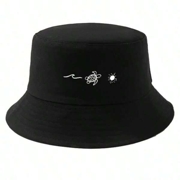 1 Sombrero de cubo unisex para exteriores, estampado de tortuga de moda, adecuado para hombres y mujeres, sombrero de sol de verano para senderismo, pesca y viajes