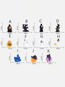1pc/11pcs/Set Mini Resin Pumpkin & Ghost Figurines, Small Halloween Garden Micro Landscape Decor, Suitable For Halloween Party, Village, Bonsai, Outdoor Home Garden Decoration - Multicolor - View 6