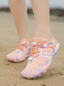 女士速干透气水鞋，适合沙滩、冲浪、瑜伽、健身房、室内跑步机 - 藕粉色 - 查看 5
