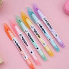 1 盒透明荧光笔 | 双面水晶笔尖设计，6 色马卡龙透明笔尖荧光笔套装，适合学生使用 | 高亮水性墨水，适合学习、办公、笔记 | 彩色荧光笔，标记精准，持久耐用 | 透明笔尖，易于检查剩余墨水 | 轻松书写，突出显示重点，非常适合书籍、文件和文具（颜色和款式随机发送）、学校用品、返校 - 彩色 - 查看 4