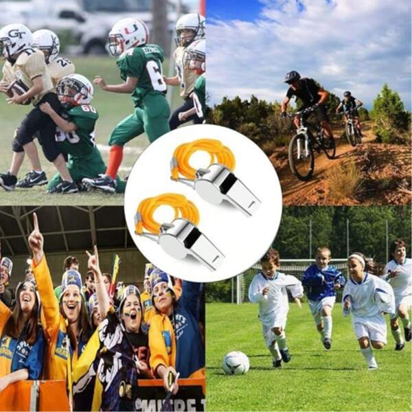 5pcs Metal Whistle Set, Outdoor Adventure Whistle, Sports Cheering Whistle For Basketball, Football, Suitable For Cross-Border Hot Selling