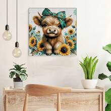 EstiloKit De Punto De Cruz Estampado Para Adultos Principiantes, Kit De Punto De Cruz, FáCil De Hacer Contado, Dimensiones Impresas, Manualidades, Kits De Bordado Para DecoracióN De Pared Del Hogar (11VersióN Mejorada - vaca - Ver 5