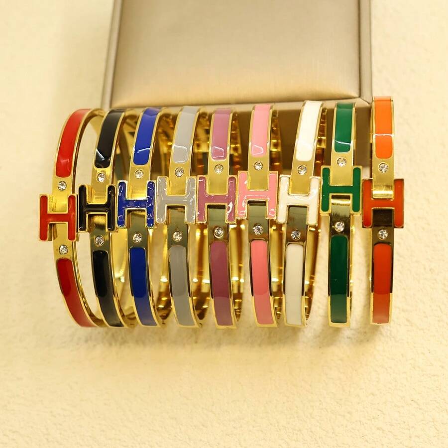 1 chiếc vòng tay hình chữ H mạ vàng 18K dành cho phụ nữ, vòng tay trang sức tinh tế, món quà tuyệt vời nhất cho ngày lễ