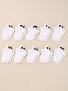20 双柔软婴儿袜，带有可爱小熊图案和防滑鞋跟，男女通用幼儿长袜，透气舒适无束缚防滑设计，适合 0-36 个月所有季节日常穿着，婴儿袜，新生儿袜，幼儿袜，婴儿袜，长袜，圣诞礼物新生儿礼物婴儿洗澡必需品 - 白色 - 查看 2