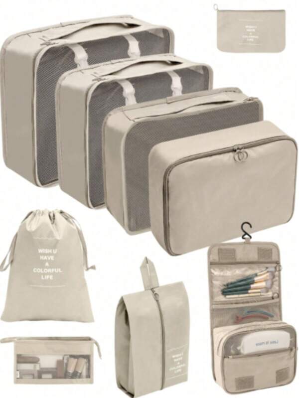 Slogan Graphic Travel Storage Bag, Modern Polyester Clothes Storage Bag, Suitable For Travel, Outdoor