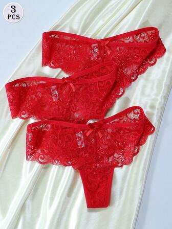 3 st/set sexiga spetstrosor, låg midja för kvinnor