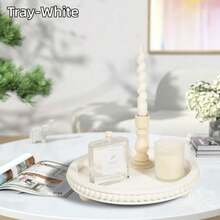 1 Khay tròn trang trí 12 inch dùng để trang trí nhà cửa - Khay hạt gỗ vân gỗ/trắng/nâu/vàng - Khay tròn trang trí để trang trí phòng khách, trang trí bàn cà phê, trang trí bàn bếp hoặc khay đựng đồ ăn kiểu nông trại - Pallet vân gỗ - Xem 3