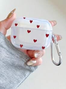 The 1pc Heart-Shaped Element Printed Clear Earphone Case Is Compatible With Apple Earphones - Multicolor - View 3