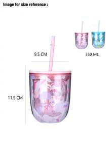 SIP JOY piąta seria spersonalizowanych kubków ze słomką i pokrywką, kubek na wodę 350 ml, uroczy przenośny plastikowy kubek odpowiedni do picia dla uczniów w domu i na zewnątrz