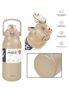 1700ml Stainless Steel Travel  Bottle With Vacuum Insulation White For Coffee Water With Handle Camping And Trail MODUS - Màu be - Xem 4