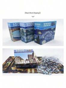 2025 New 1pc Summer Casual Stress Relief Oil Painting Puzzle, High Difficulty 1000 Pieces Oil Painting Landscape Puzzle, Creative Puzzle, Party Prop, Birthday Gift, Christmas Gift, Perfect Gift