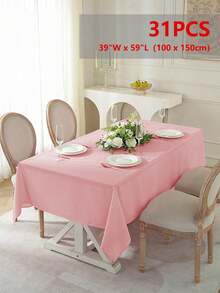 简约美丽的纯色桌布，防水且可重复使用，适用于婚礼、派对、野餐、客厅、餐厅、家居装饰 - 粉色 - 查看 13