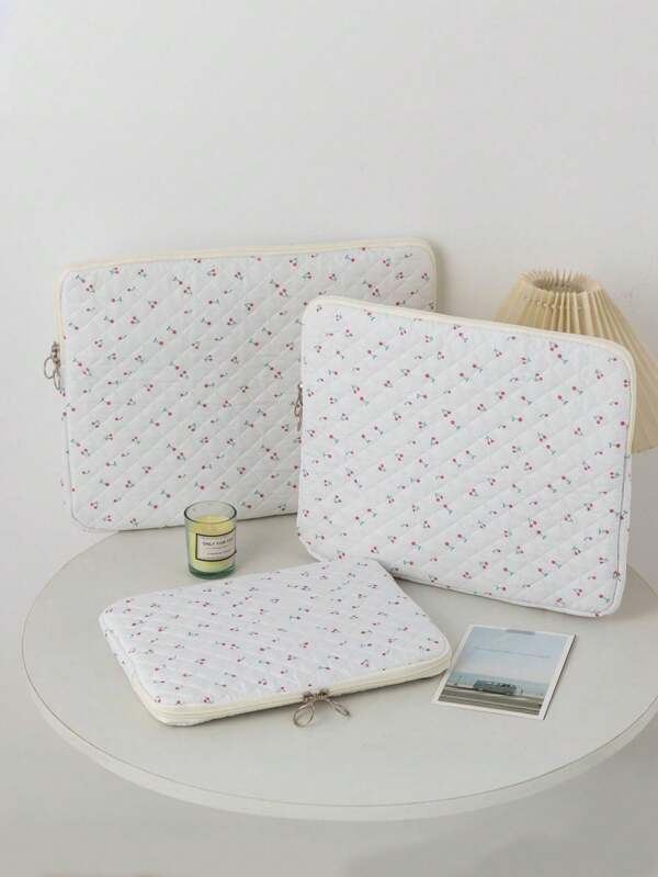 11 Inch 13 Inch 15 Inch Cherry Pattern, Floral Light Love Simple Zipper Laptop Tablet Computer Case, Suitable For Women Work, Also Very Suitable As A Teacher Gift, Backpack, College Supplies, Back To School, School Supplies, Teacher And College Student Classroom And Laptop Bag, Classroom Bag, Storage Bag, Classroom Organization Bag School Stuff Bag For School Laptop Bag For Women Mac Book Case