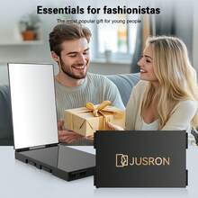 360°视角自剪发镜，高清防雾玻璃，USB充电，易于使用，高度可调节，便携，送礼佳品，价格实惠，情人节礼物，廉价商品，旅行必备，旅行好物，房间装饰，情人节礼物，廉价小物，房间，1美元商品，度假必备，女士礼物，卧室，情人节，99美分 - Black(With Led) - 查看 7