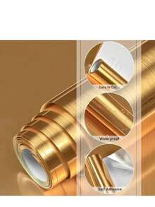 1 卷自粘壁纸采用金属材质制成，防油、防水、耐高温乙烯基墙贴，适用于厨房、橱柜、客厅桌面、家居装饰客厅和墙壁装饰、美学纸，装饰您的家居客厅装饰房间装饰墙纸 - 彩色 - 查看 10