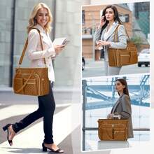 Teacher Tote Bag 15.6 Inch Laptop Bag For Women Work Bag Laptop Tote Nurse Bag Professional Computer Messenger Bag With Insulated Pocket, Laptop Briefcase For Office, College, Nursing - 深棕色 - 查看 2