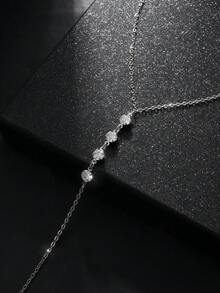 1 件时尚百搭 Y 形女士长项链，合金制成，带水晶吊坠，适合日常佩戴和女性节日礼物，精致简约的珠宝