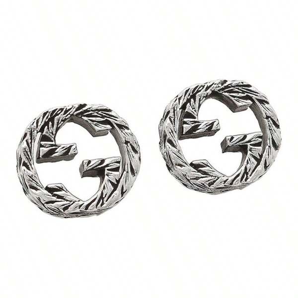 Gucci Pendientes de mujer, Pendientes de Gucci con el logotipo Interlocking G grabado, pendientes de plata pura, adecuados para uso diario, citas, diversas festividades y como regalo. YBD457109001