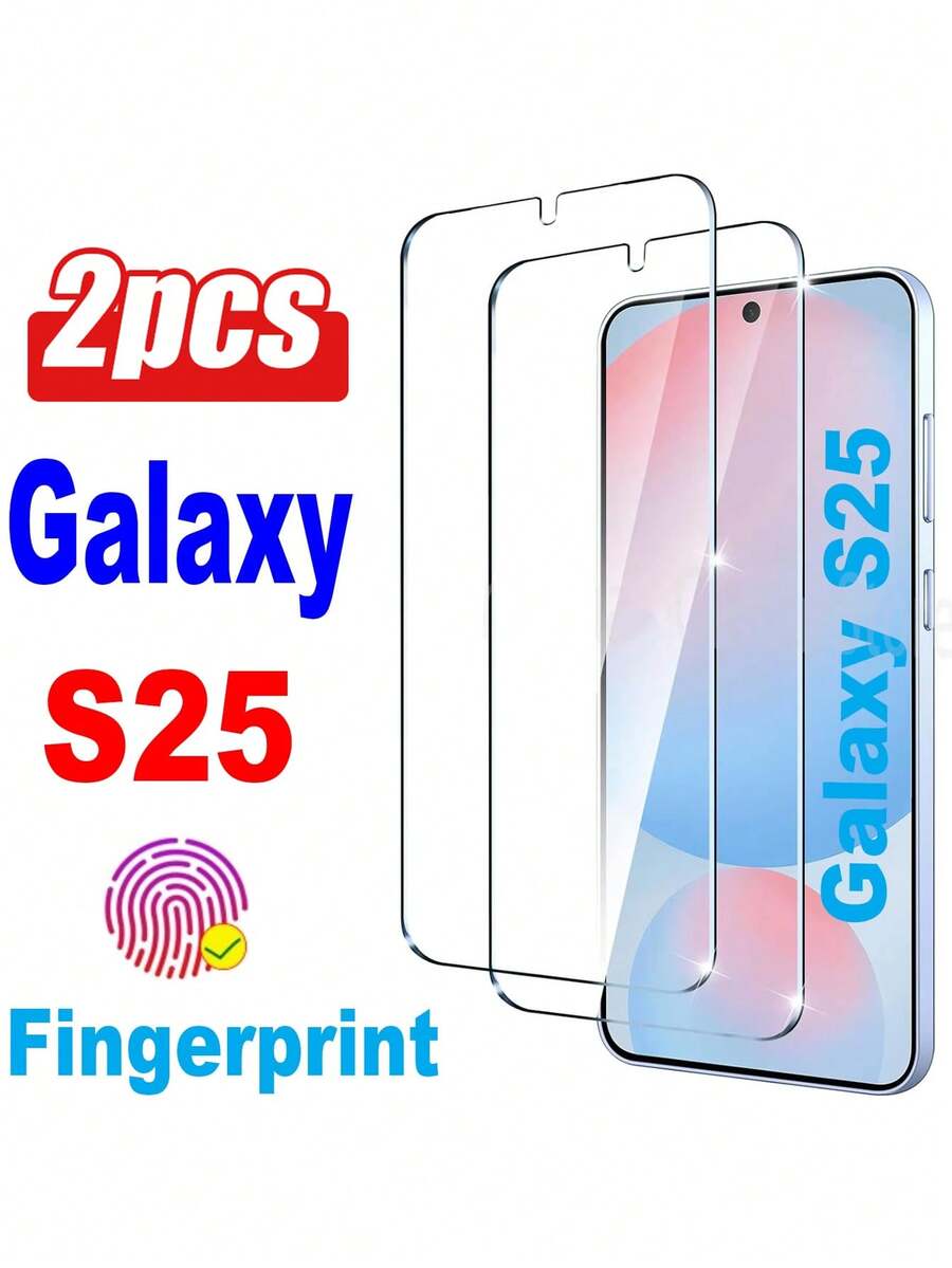 2pcs Tempered Glass Screen Protector Compatible With Samsung Galaxy S24 FE 5G 6.7", [Fingerprint Unlocking Supported], Scratch-Resistant Transparent High-Definition Film Compatible With Samsung Galaxy S25 Ultra 5G, S25, S25 Plus, S24 Ultra 5G, S24, S24 Plus, S23, S23 Plus, S23 Ultra 5G, S20 FE - Clear - View 1
