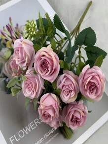 1/3/5 piezas Ramo de Flores de Rosa Artificial, Decoración del Hogar, Centro de Mesa, Prop de Fotografía, Decoración para Bodas de Jardín al Aire Libre, Corsage de Muñeca para Novias, Decoración de Fiesta, Adorno de Año Nuevo, Arreglo de Rosas