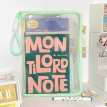 Macaron Color Transparent A4 File Bag, Large Capacity Zipper Document Bag With Handle, Waterproof Reinforced Stationery Organizer, Suitable For Students,School Supplies,Back To School