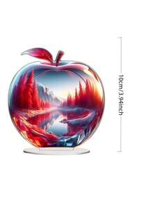 1pcs2D平面厚度0.3厘米水晶苹果创意家居客厅桌面摆件，彩色亚克力活力波西米亚风格，收藏雕像，桌面匾额，适用于客厅、卧室、书房和办公室装饰 - 彩色 - 查看 18