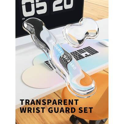 1 Bộ đệm kê tay hình sóng trong suốt cho bàn di chuột, bàn phím, đệm kê tay - Mát mẻ và thoải mái