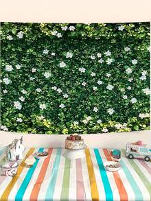 1 Stück - Riesige Frühlings Blumen Wanddekoration - grüne Blätter weiße Blumen Thema Hintergrund ohne Strom benötigt, beständiger Polyester für Innen und Außen, Dekoration für Veranstaltungen, Hochzeiten, Partys, Foto Hintergrund, Wandkunst Zuhause, Bankettszene Aufstellung - Verschiedenfarbig - Übersicht 7