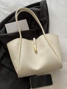 Nuevo bolso de hombro versátil de mujer de unicolor de lujo - Blanco - Ver 9