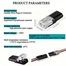 10个/60个快速LED线连接器T2端子连接器，带2针电缆连接器，带锁定夹，适用于汽车和照明 - 彩色 - 查看 10