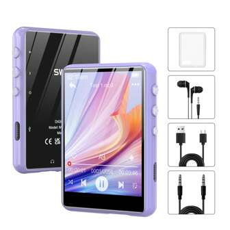 Lecteur MP3 Bluetooth 5.3, Lecteur de musique MP3 SWOFY 64 Go avec écran tactile, lecteur audio numérique portable avec haut-parleurs HDS, enregistrement, radio FM, jusqu'à 128 Go