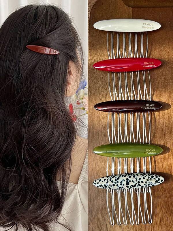 1pc Handmade Acrylic Hair Fork, Acetate Hair Clip, French Retro Hair Accessory, Elegant Hair Ornament, Suitable For Weddings, Daily Wear, And Parties - Women's Hair Accessories - Hair Clips, Combs, Haircomb, Combs For Hair, Side Comb, Hair Accessories