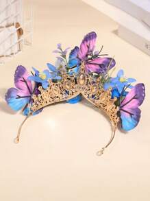 1 pièce Bandeau de couronne de fleurs de luxe baroque européenne et américaine, accessoire de coiffure de couronne de fleurs en soie pour costumes de séance photo